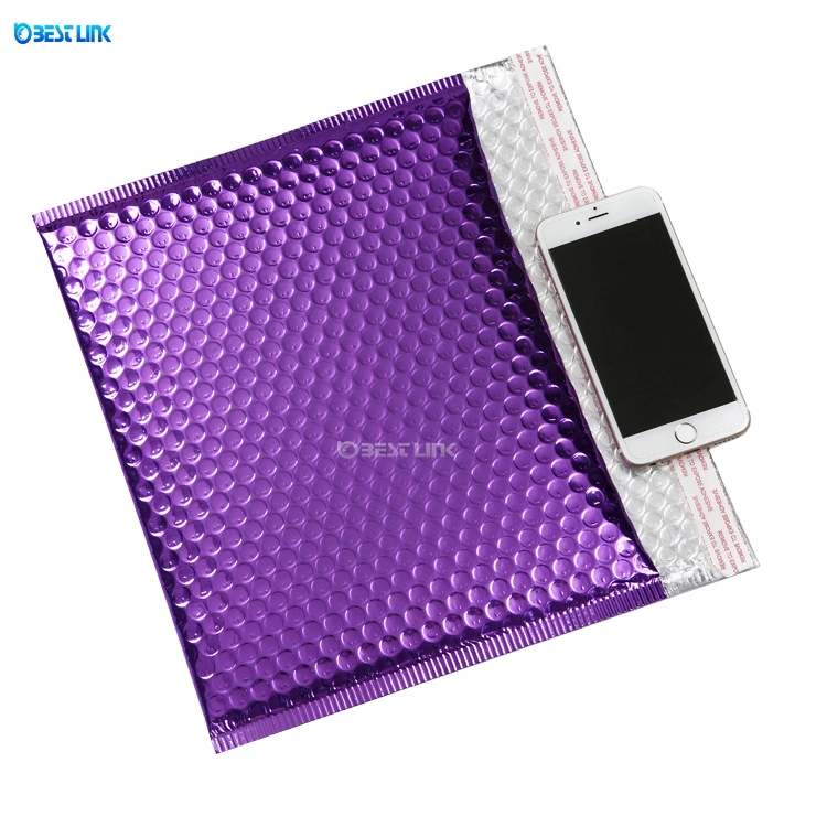 Custom Printing Purple Bubble Envelopes Metallic Bubble Bag Laminated Foil Protective Express Mailing Bag (28*22cm+4cm)