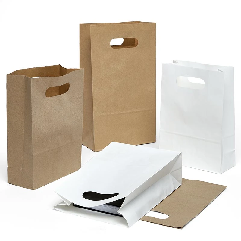 Qingdao Flourish New Arrivals 100% Recycled Paper Die Cut Handle Shopping Bags Reusable Kraft Paper Bag